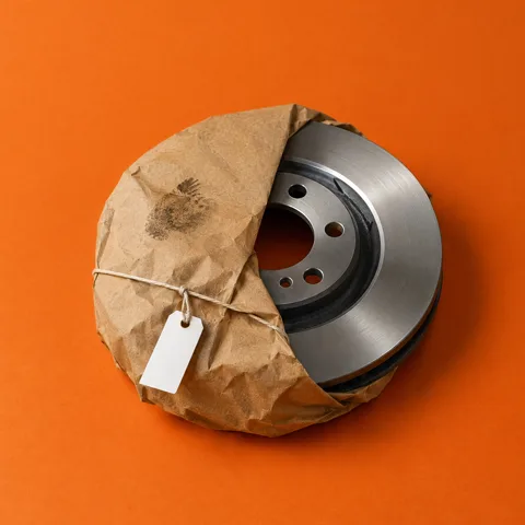 Bremsscheibe in Packpapier